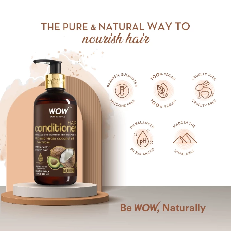 WOW Skin Science Coconut & Avocado Oil No Parabens & Sulphate Hair Conditioner, 300 ml-5.webp